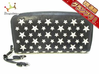 ジミーチュウ JIMMY CHOO 財布 長財布 レザー 黒×シルバー ラウンド