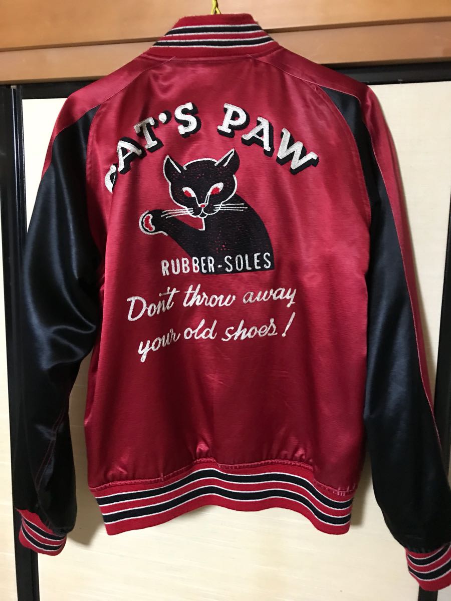 希少cat's paw キャッツポウ スタイルアイズ スカジャン 赤 黒 38 東洋エンタープライズ