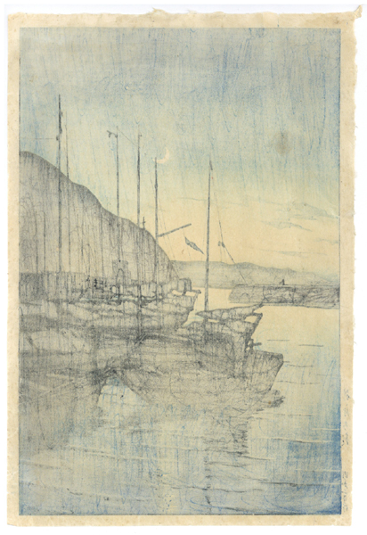 7【真作】長谷川富三郎 無弟 画題不明 四人物図 木版画 めくり◇棟方