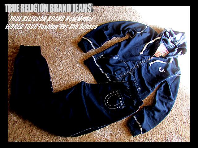TRUE RELIGION BRAND JEAN トゥルーレリジョン New スウェット上下セット ジップ式パーカ&スウェットパンツ　NAVY -XXXL 3019
