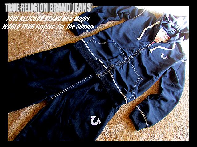 TRUE RELIGION BRAND JEAN トゥルーレリジョン New スウェット上下セット ジップ式パーカ&スウェットパンツ　NAVY -XXXL 3019