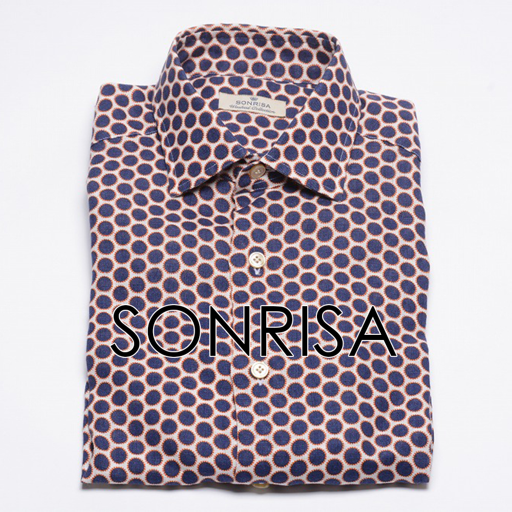 新品 2.5万 SONRISA 【38】カジュアルシャツ ワイドカラー/総柄/長袖