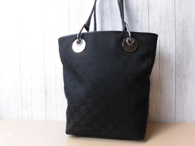美品□グッチ GUCCI□バッグ GG柄 黒 シルバー金具 ag6733 GUCCI 