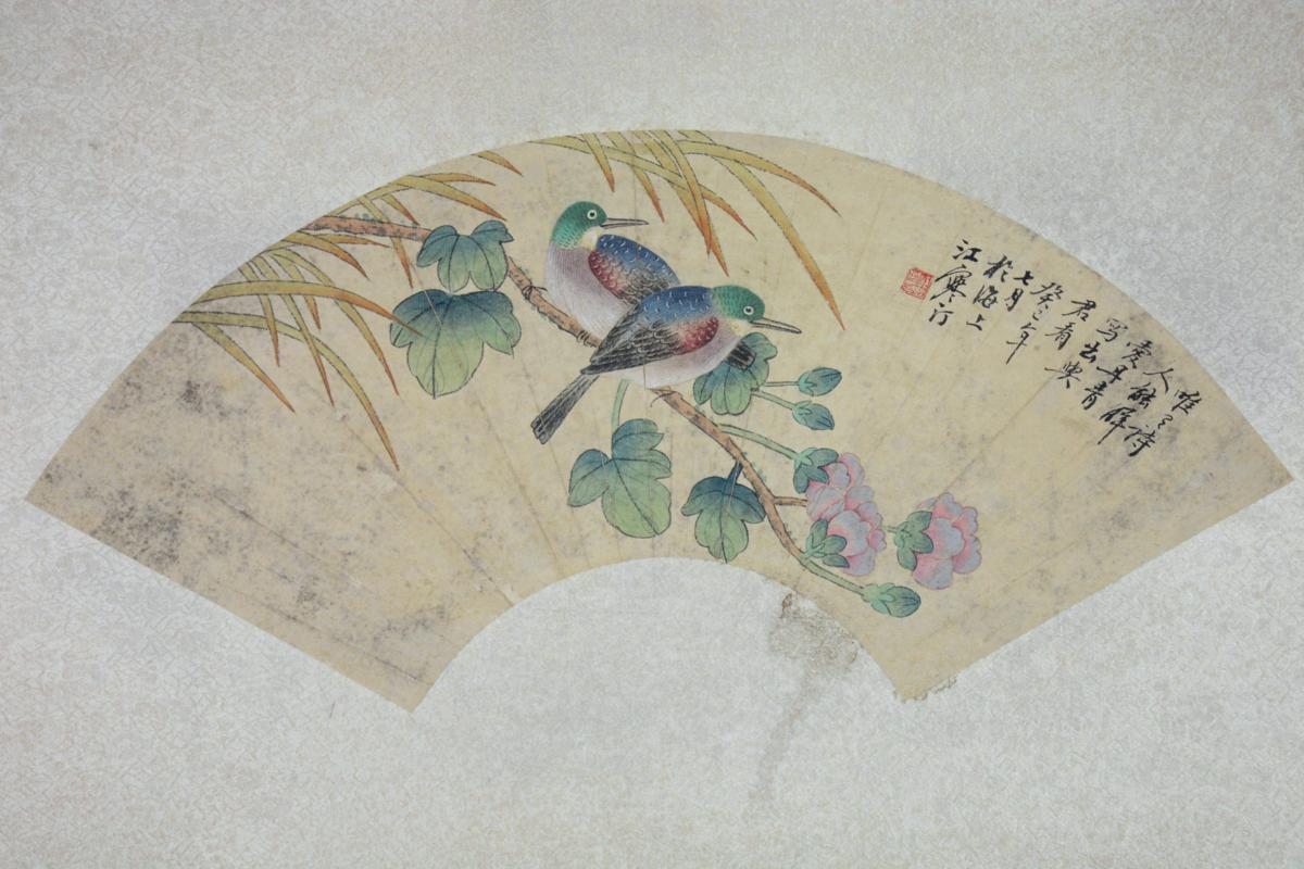扇形まくり　中国清時代画家王鐸　肉筆保証　真作 扇形まくり 中国清時代画家王鐸 肉筆保証 中国美術 中国画 中国骨董品