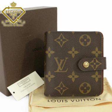 ルイヴィトン モノグラム・コンパクトジップ・2つ折り財布/ブラウン