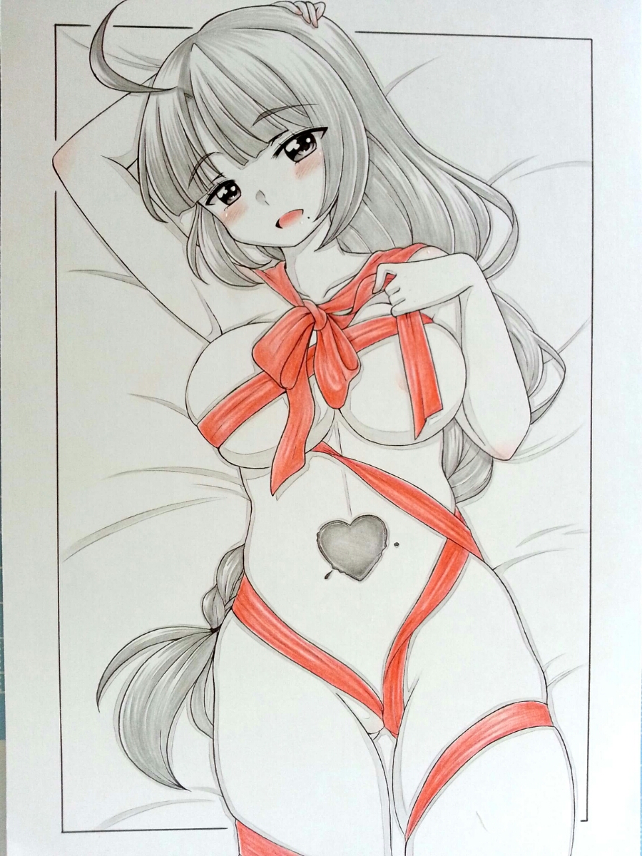 手描きイラスト 難有り 艦これ 夕雲 裸リボン バレンタイン B5 オマケ付き 手描きイラスト 売買されたオークション情報 Yahooの商品情報をアーカイブ公開 オークファン Aucfan Com