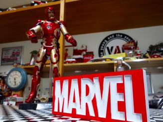 超レア★ラスト1個★MARVEL マーベル スパイダーマン アイアンマン ハルクなど 映画 ロゴブロック ディスプレイ
