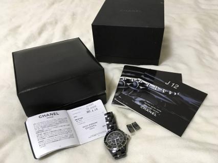 中古 美品 CHANEL J12 H0681 33mm セラミックラバー ブラック レディース腕時計