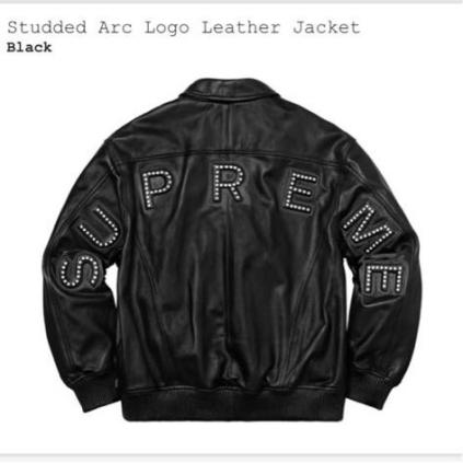 18SS Supreme シュプリーム Studded Arc Logo Leather Jacket black ジャケット スタッズアーチロゴレザージャケット 黒 L north face