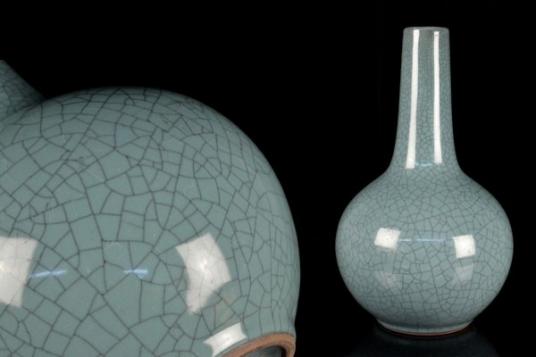 うぶ荷 中国古玩 官窯 氷裂文 青磁 花瓶 花入 花器 骨董品
