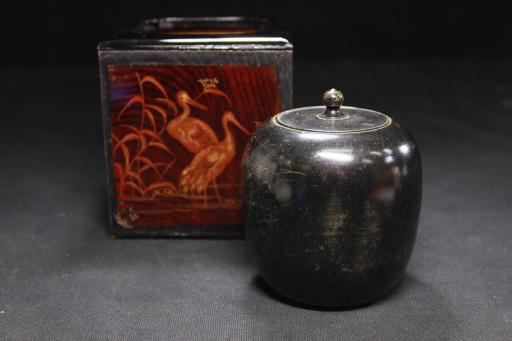 緑屋*泉■銅器 蓋物 銅合子 盒子 銅盖盒 鶴蒔絵 法具 仏具*k