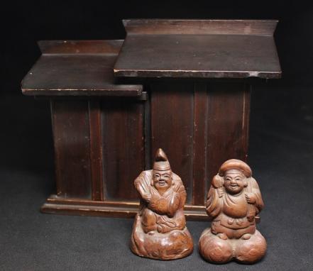 大黒天 七福神 | 恵比寿 城南骨董-古備前焼 木彫り像｜商売繁盛・金運