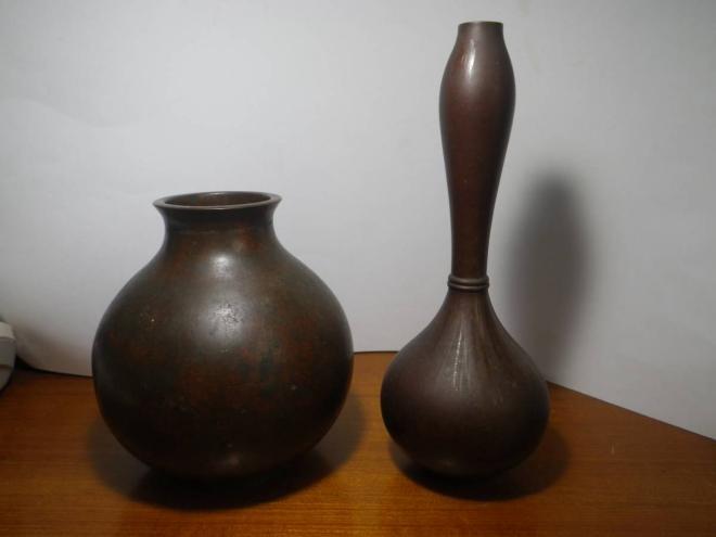 永久無料保証 唐金　花瓶2点