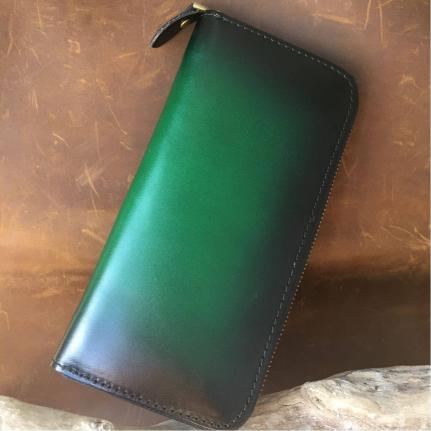 限定商品 栃木レザー【牛ヌメ革】手染め仕上げラウンドファスナー長財布 ハンドメイド 小銭入れあり 本革 牛革 長年使えます 人気長財布