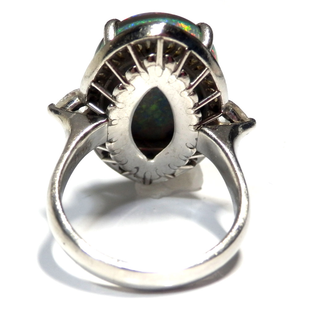 ブラックオパール14.62ct ダイヤ1.71ct Pt900 指輪 リング 17.4g 16号