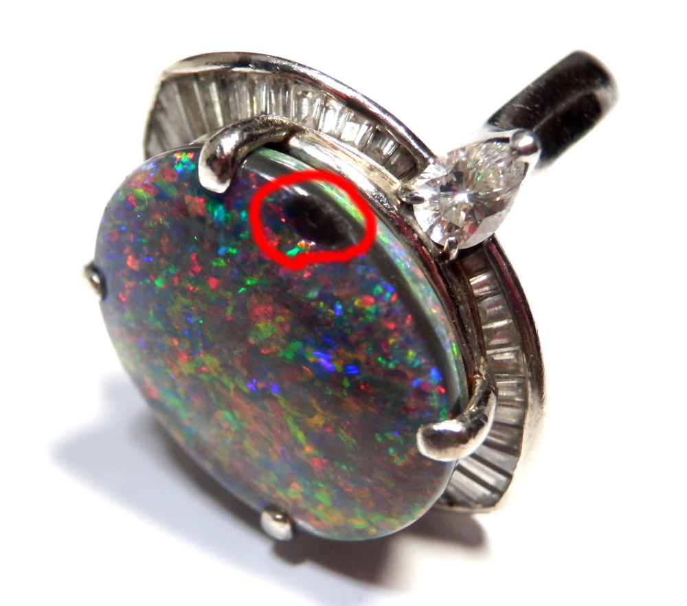ブラックオパール14.62ct ダイヤ1.71ct Pt900 指輪 リング 17.4g 16号