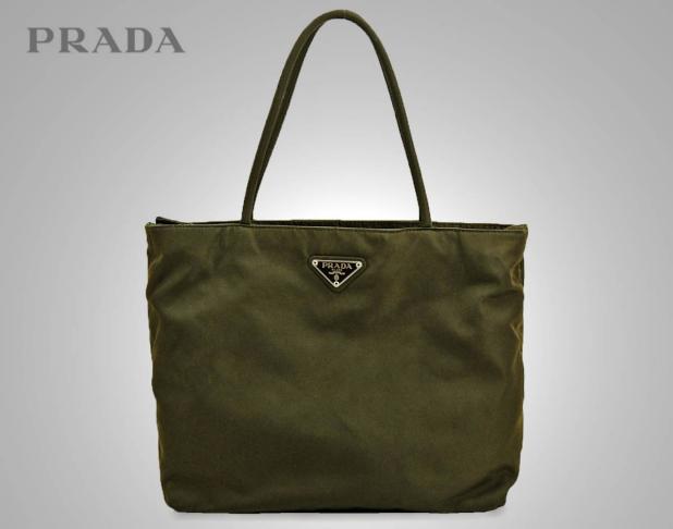 【美品】PRADA ナイロントートバッグ カーキ★Ｇカード★正規品★送料無料♪
