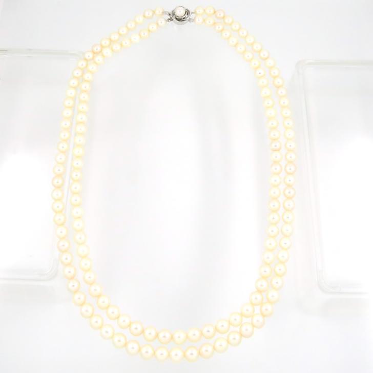 本真珠 7.0-7.5mm アコヤパール 2連 ネックレス あこや真珠 2重 二重