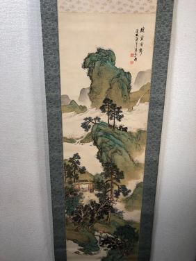 【模写】秦金石 南画家 中西耕石師事 渓堂清斎図 山水画 肉筆 骨董 古美術