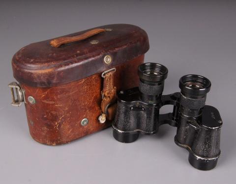 □旧日本軍 古い双眼鏡 6×9.3°革ケース付 ジャンク品□
