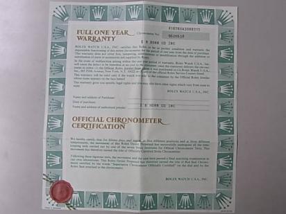 ROLEX ロレックス 国際保証書 Ref 16760