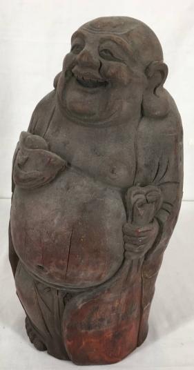 穏やか！／[竹根・布袋さん]／竹細工／中国の竹彫刻か 虎斑竹専門店 夏樹
