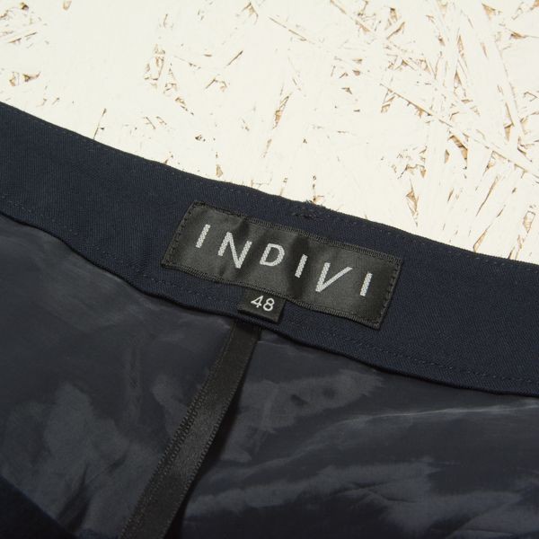 パンツ 0 美品 「定番スーツ／UVケア／洗える」ウール調タックテーパードパンツ 「洗える ワイドパンツ（パンツ(単品 ゆうパケット○ 美品 INDIVI パンツ スラックス テーパード タック レーヨンポリ 大きめ ネイビー 48 日本製 e4a156WMN