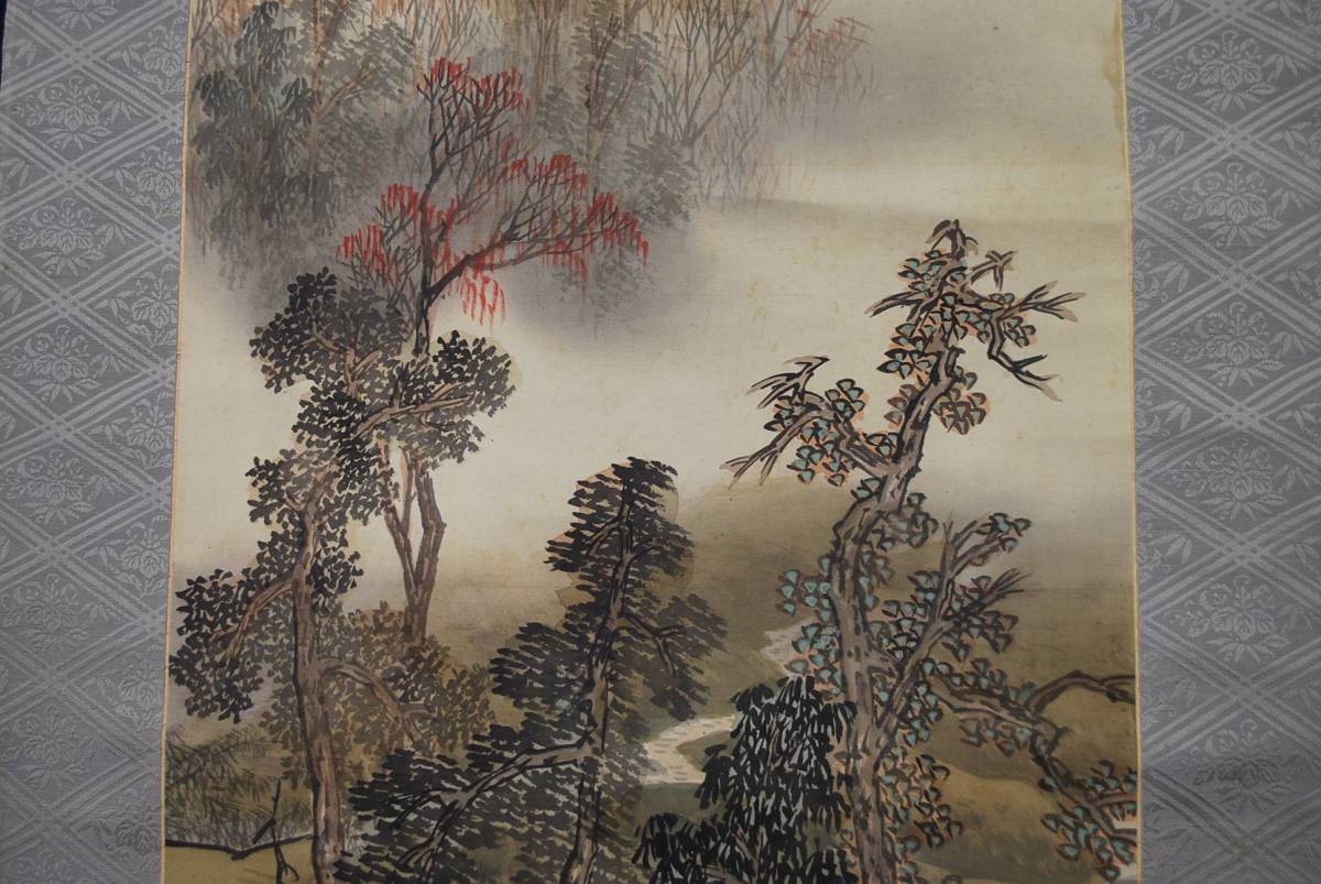 真作⁄小川竹鳳⁄山水画賛⁄山水図⁄掛軸☆宝船