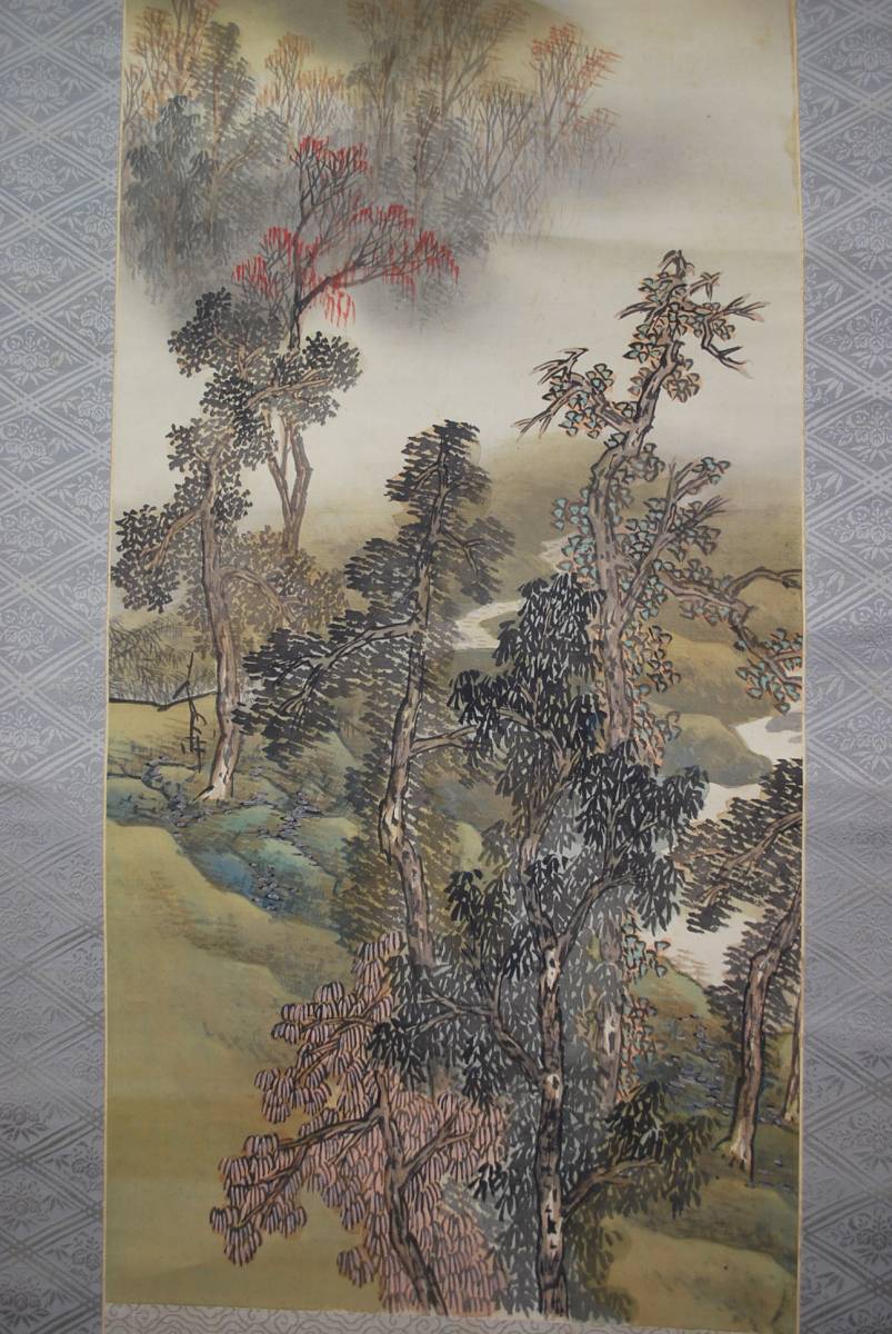 真作⁄小川竹鳳⁄山水画賛⁄山水図⁄掛軸☆宝船