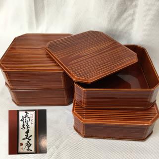 ＜180462＞一段重　4組セット　飛騨春慶　漆器　天然木　