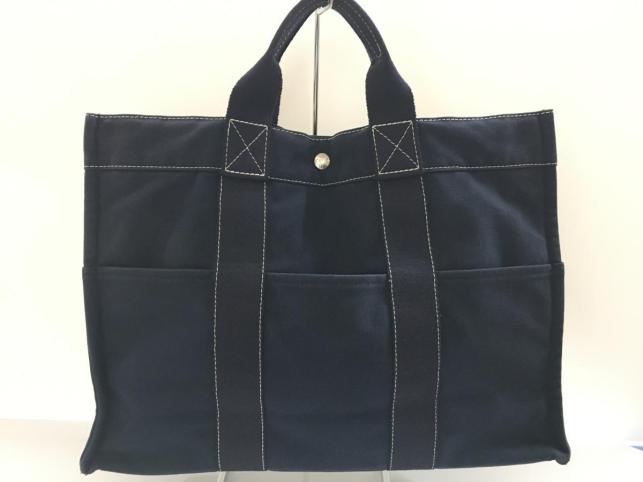 エルメス HERMESドーヴィル MMトートバッグ A4 収納 ネイビー 通勤