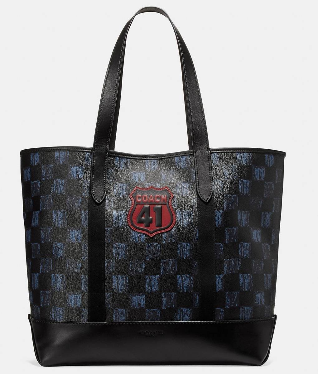 新品 コーチ F23250 WEST TOTE WITH GRAPHIC CHECKER PRINT