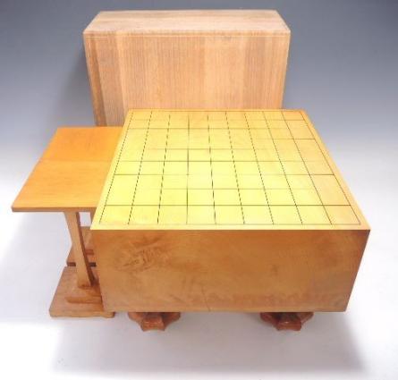 1033/☆将棋盤 本榧 足付 駒台/覆い付 盤の厚さ