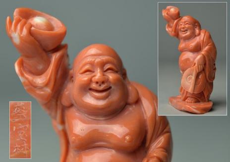 桃色珊瑚鴟鵂文置物 ケース付 DSC02040_dfaeccbb-a65e-4ae9-