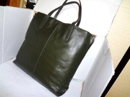 COACH コーチ レザー トートバッグ ダークグリーン 45×37×11cm 肩掛け 