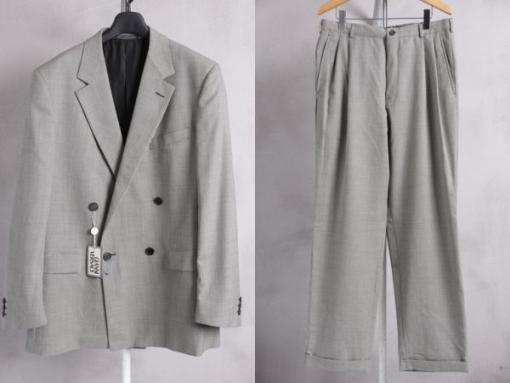 GIANNI VERSACE ヴェルサーチ ウール セットアップ スーツ GREY 52 C ダブル ジャケット スラックス LP09