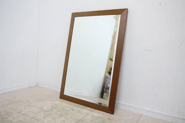 イタリア製　ウォールナット　ブラス　真鍮　金具　ビンテージ　ウォールミラー　姿見 イタリア 真鍮 ウォールミラー 鏡 アンティーク