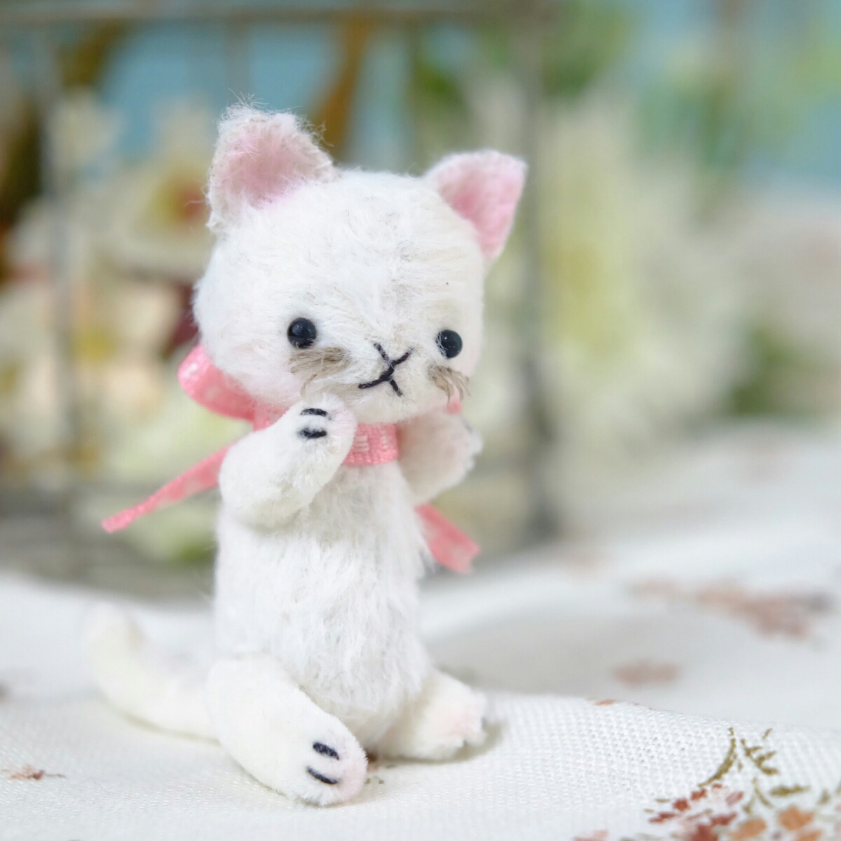 小さな白くまちゃん 7cm テディベア ハンドメイド オリジナルグラスアイ 作家 小さな白くまちゃん 7cm テディベア ハンドメイド オリジナルグラス