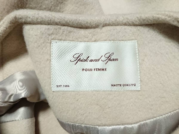 スピック&スパン Spick&Span コート サイズ38 M ベージュ レディース 冬物/ジップアップ 新品同様 0 コート \u0026 「Spick スパン） ゆったり