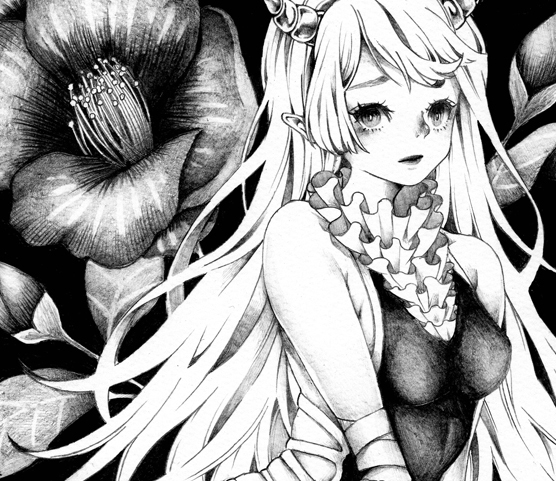 同人手描きイラスト [オリジナル 椿姫]