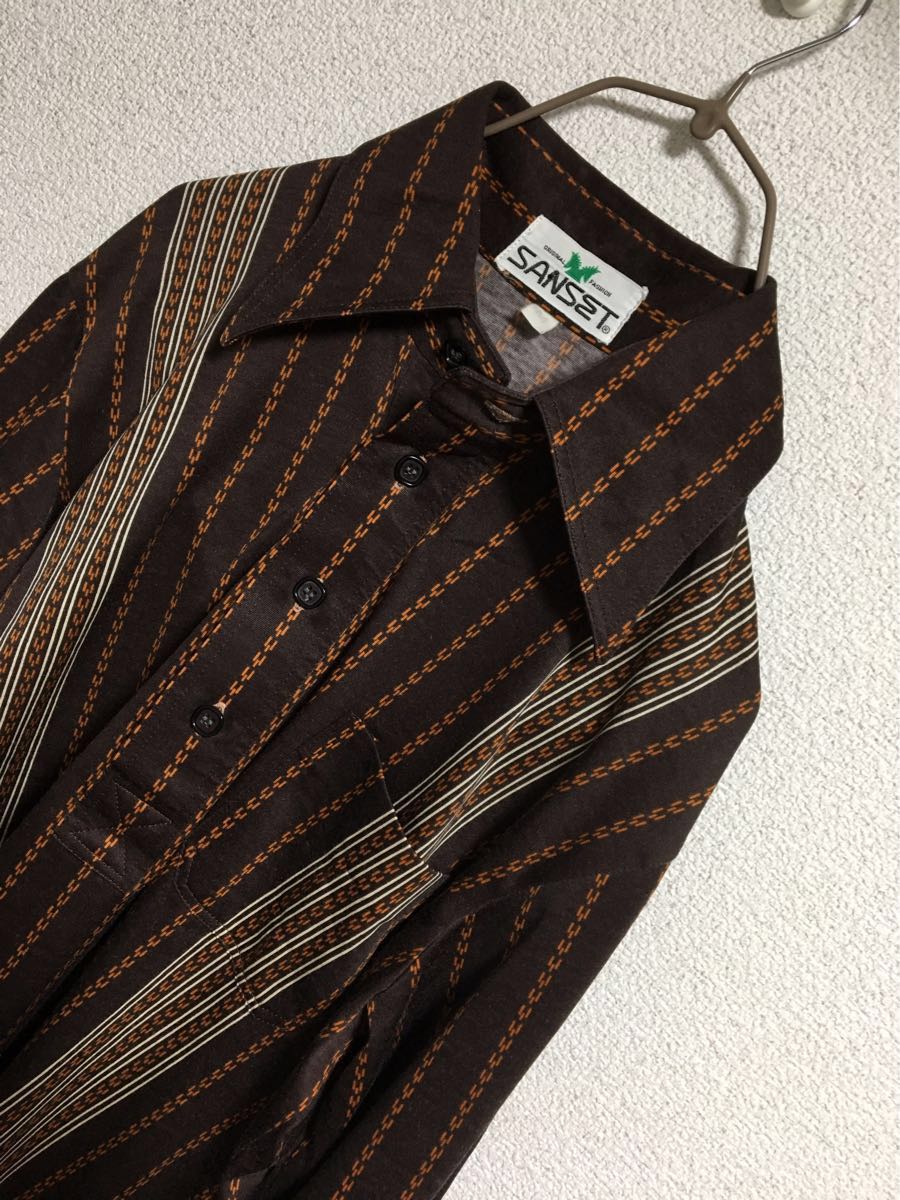 70s ヴィンテージ ポリシャツ 70s ヴィンテージ 総柄 sportswear distinctive L