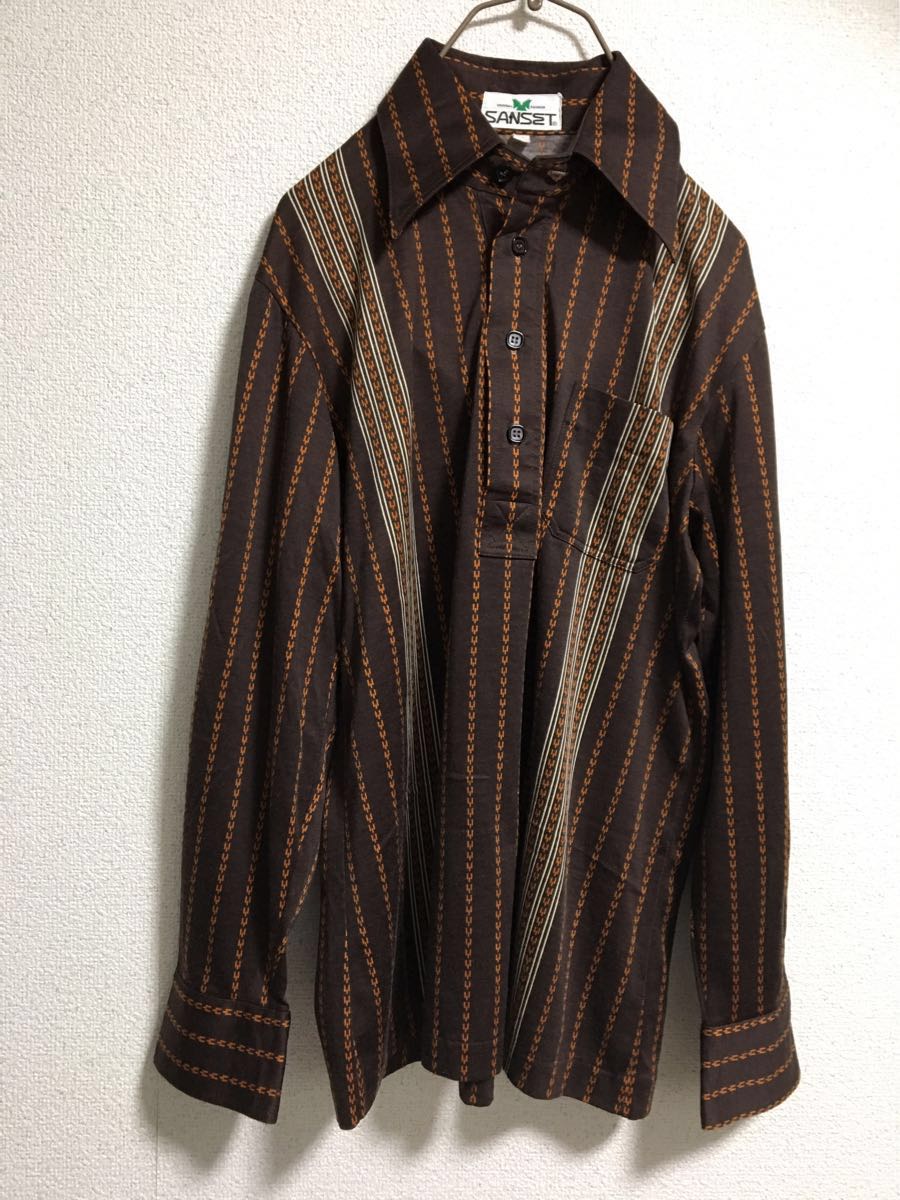 70s ヴィンテージ ポリシャツ 70s ヴィンテージ 総柄 sportswear distinctive L