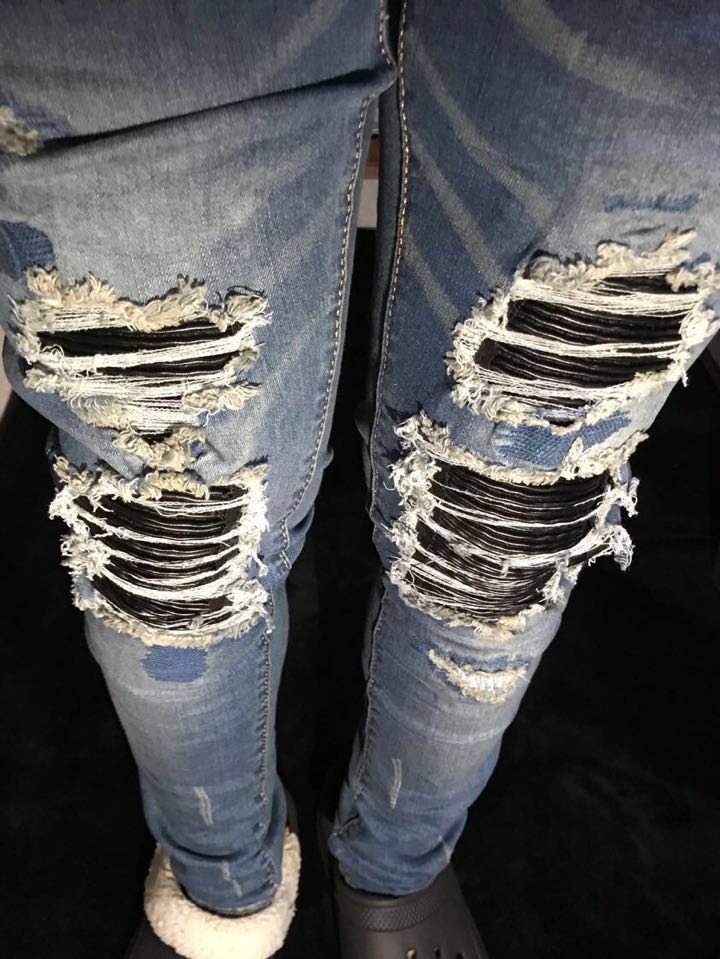 Destroyed denim クラッシュ ダメージ バイカーデニム justin bieber
