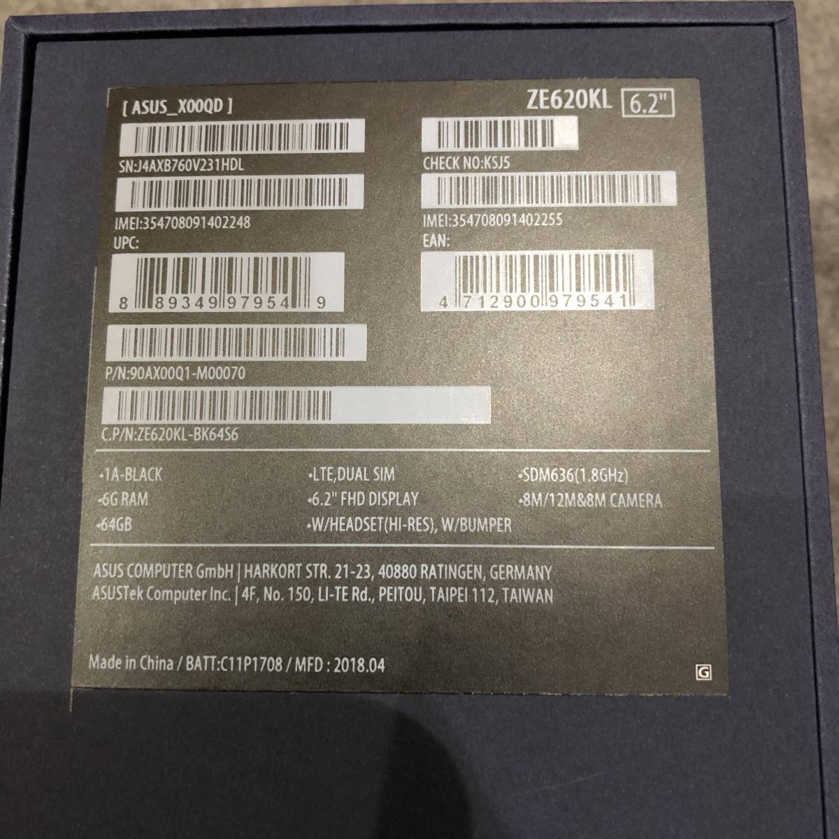 最新 国内版 ASUS Zenfone5 黒◆ZE620KL (6GB/64GB 国内版)◆SIMフリーほぼ新品です。5月18日購入 0 ZenFone | 1 パソコン工房 科技心感動