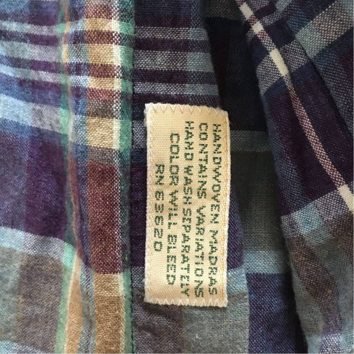 美品 GITMAN BROS ギットマンブラザーズ マドラスチェック ボタン 