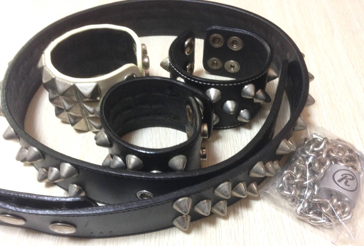 666製鋲ベルト スタッズベルト スタッズリストバンド アクセサリーセット ハードコア パンク ファッション