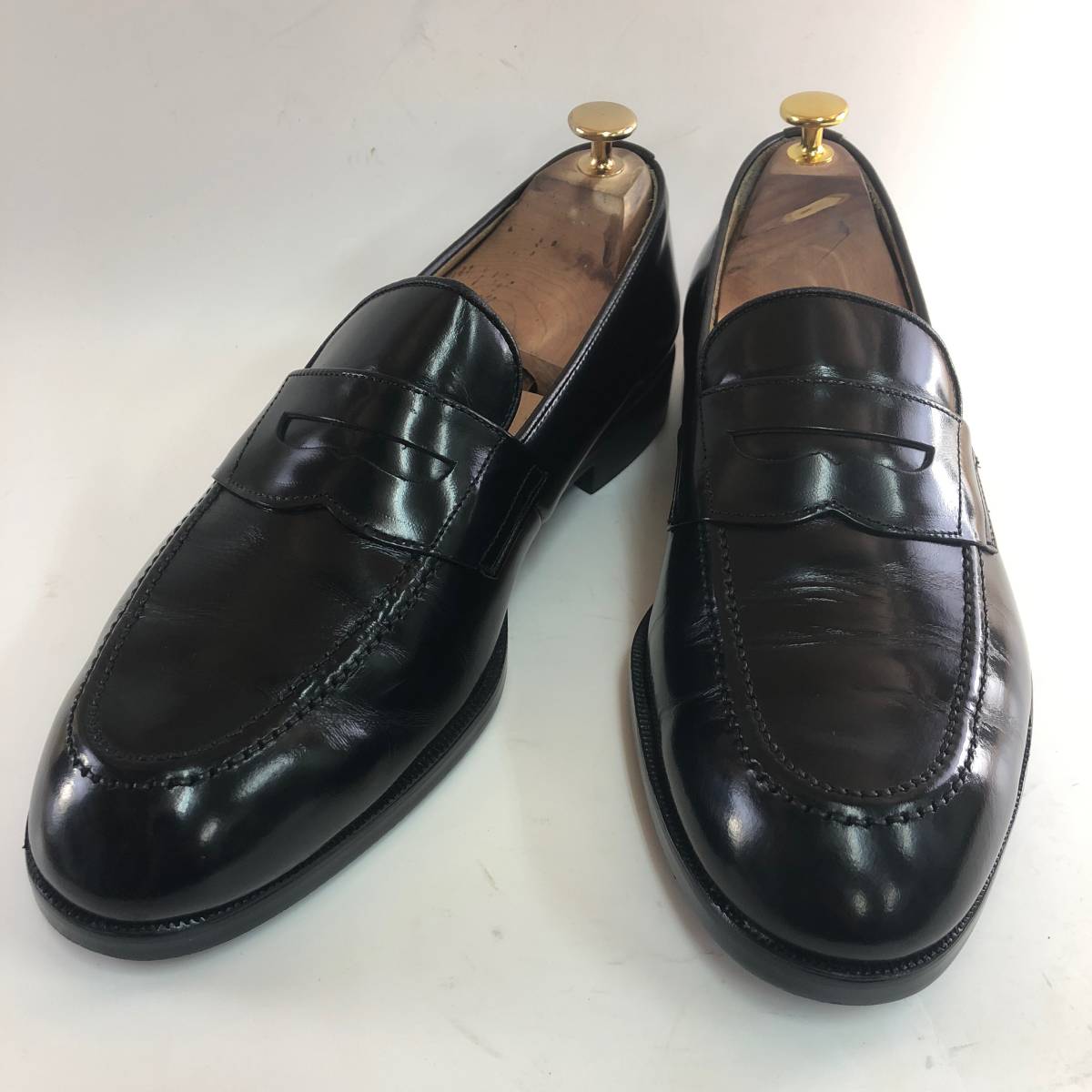 【日本製 リーガル×street walker】27cm EEE 黒 本革 レザー ローファー 中古 古着 ドレスシューズ リーガル 靴