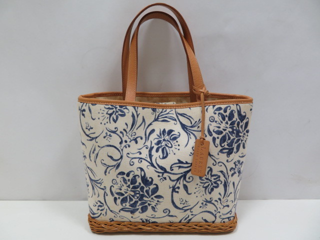 RALPH LAUREN ラルフローレン 花柄 キャンバス/レザー かごバッグ 