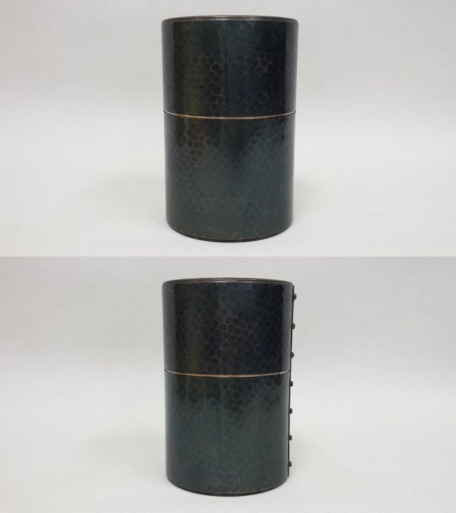 O-108 無形文化財 新潟 玉川堂 鎚起銅器 鋲打 銅製 茶筒 茶道具 共箱