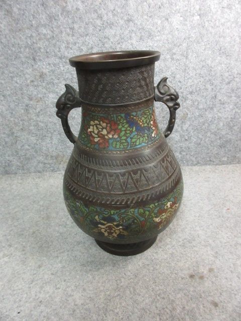 CL539 【平安 秦蔵六造】鍍金銅立鼓式花生・銅鍍金立鼓式花瓶・塗金銅